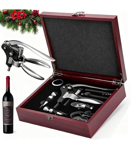 Wine Opener, Rabbit Corkscrew with Elegant Wooden Box, Premium 9-Piece Set, Incl