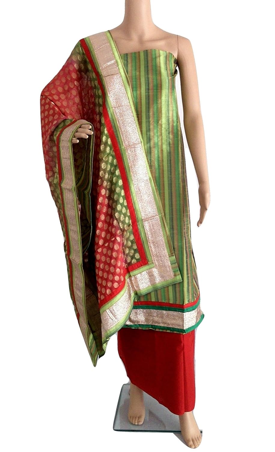 Buy Indian Fashion wear silk Dress material with thick golden border