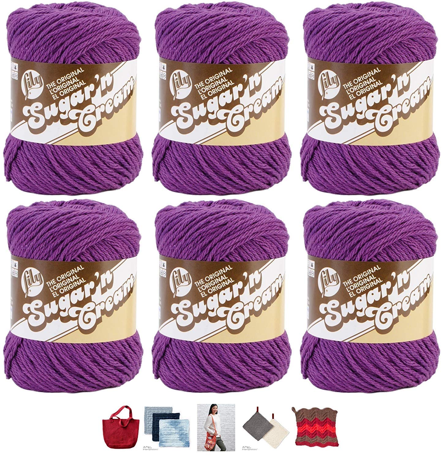 LILY SUGAR 'N CREAM - PACK OF 6 BALLS - 71G EACH BALL - BLACK CURRENT