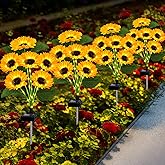 Solar Lights Outdoor Garden Decor,4 Pack with 24 Sunflower Lights,Solar Flowers Lights Waterproof,Birthday Gifts for Mom Women Grandma,Outside Decorative Stakes Light for Landscape Yard Patio Lawn
