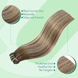Clip in Hair Extensions Human Hair,Chocolate Brown