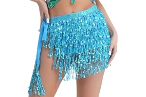 ASAHEL Sequin Skirt Mardi Gras Costume for Women Girls Space Cowgirl Rave Outfit Sparkly Belly Dance