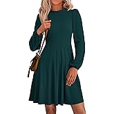PRETTYGARDEN Womens Long Sleeve Mini Dress 2026 Fall Trendy Crewneck Ribbed Knit Soft A Line Flowy Summer Formal Dresses