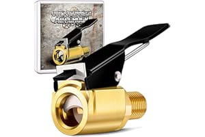 LUMITECO Premium Quick-Connect Air Chuck, Locking Tire Inflator Hose Adapter for Air Compressors & Valve Stems, No Leakage Screw-On Convert to Lock-On Tire Nozzle with Valve Thread & Speed Clip