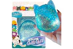 Horizon Group USA Slimygloop Gelli Gels, Blue Squishmallows | Slow-Flow Glitter Squishy Sensory Toys, Squeeze Stress Ball for