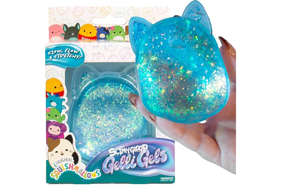 Horizon Group USA Slimygloop Gelli Gels, Blue Squishmallows | Slow-Flow Glitter Squishy Sensory Toys, Squeeze Stress Ball for Kids and Teens, Satisfying Sugar Squish Fidget