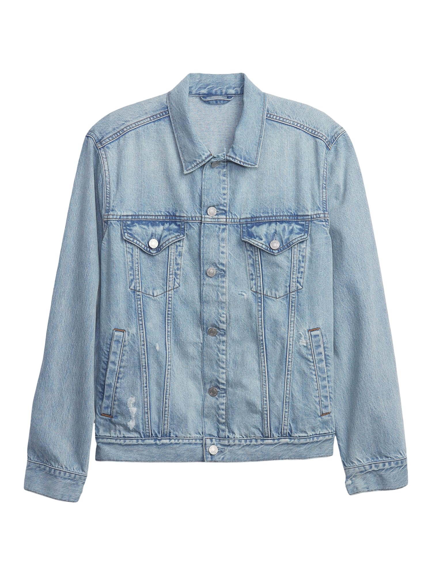 GAP Mens Denim Jacket LIGHT DESTROY M Image