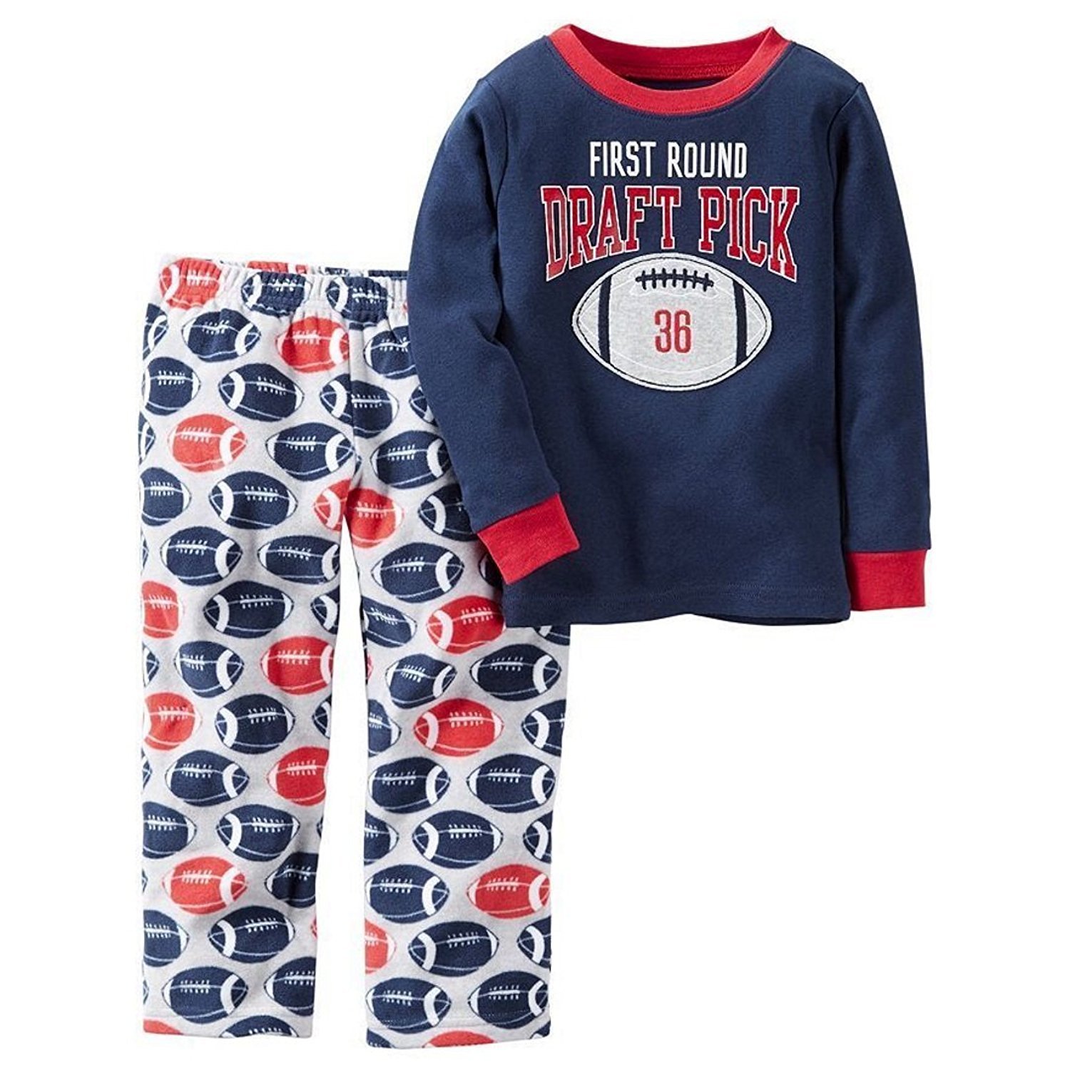 Carter's Boys Football 2Piece Fleece Pajama Set, Size 5 Clothing