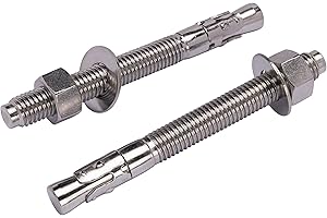 Bolt Dropper 1/2" X 5-1/2" Wedge Anchor (5pc), 18-8 Stainless Steel Corrosion Resistant Commercial Grade Washers and Nuts Included Choose Size