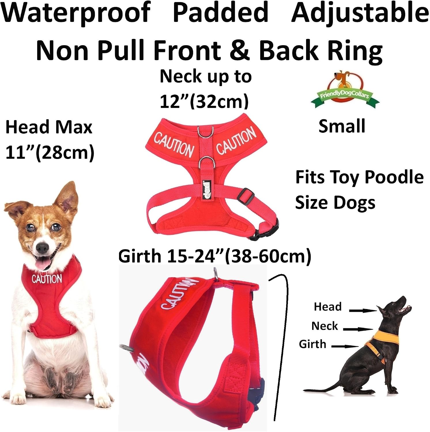 Dexil CAUTION (Do Not Approach) Red Colour Coded Non-Pull Front and Back D Ring Padded and Waterproof Vest Dog Harness PREVENTS Accidents By Warning Others Of Your Dog In Advance (S) - Image 3