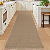 SHACOS Easy Jute 3x10 ft Washable Runner Rug Non Slip Low Pile Thin Durable Faux Jute Farmhouse Rug for Entryway Hallway Patio Kitchen Porch Indoor Outdoor Carpet, Brown