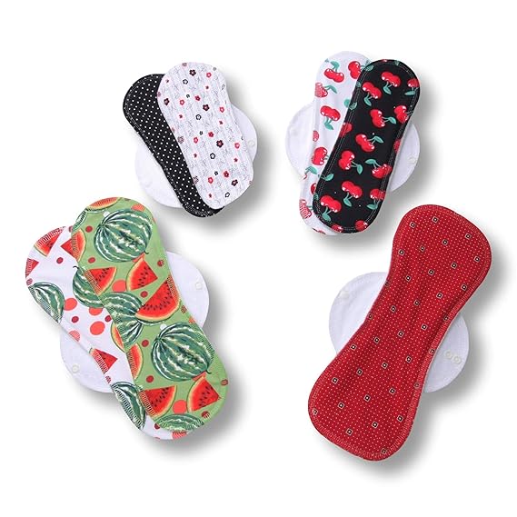 Reusable Menstrual Pads, 7Pack Cotton Reusable Sanitary Pads with