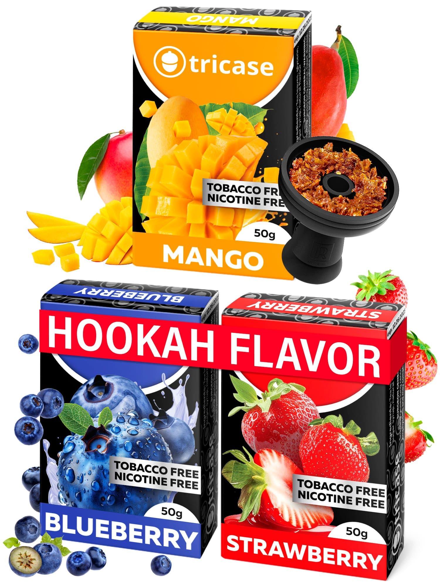 3 pcs Tobacco Free Shisha Hookah Flavors Bundle 1.7