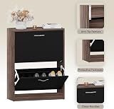 Vida Designs Walnut and Black 2-Drawer Shoe Cabinet Wardrobe Hallway Storage view 6