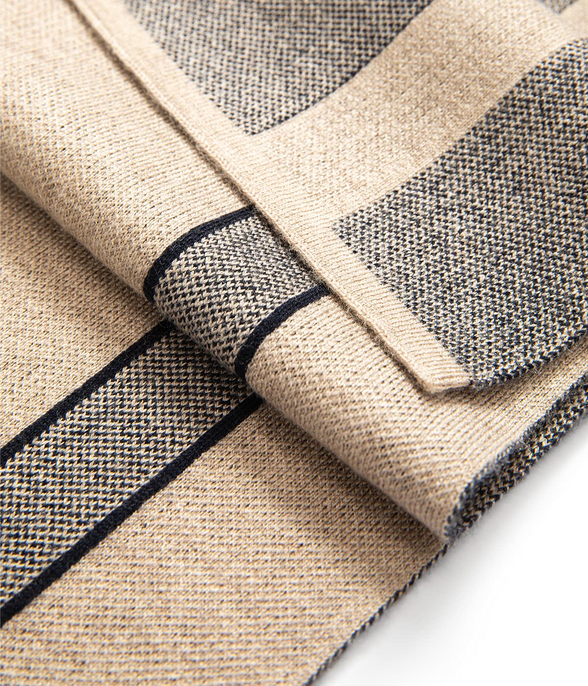 Villand Luxurious Mens Striped Merino Wool Scarf - Gift Box Wrapped Winter Soft Warm Thick Knitted Neckwear for Men