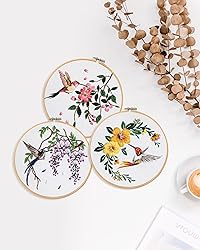 Santune 3 Sets Embroidery kit for Beginners Adults
