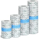 4 Rolls Transparent Stretch Adhesive Bandage Waterproof Protective Bandage Clear Adhesive Bandages Transparent Film Dressing Tape, 4 Sizes
