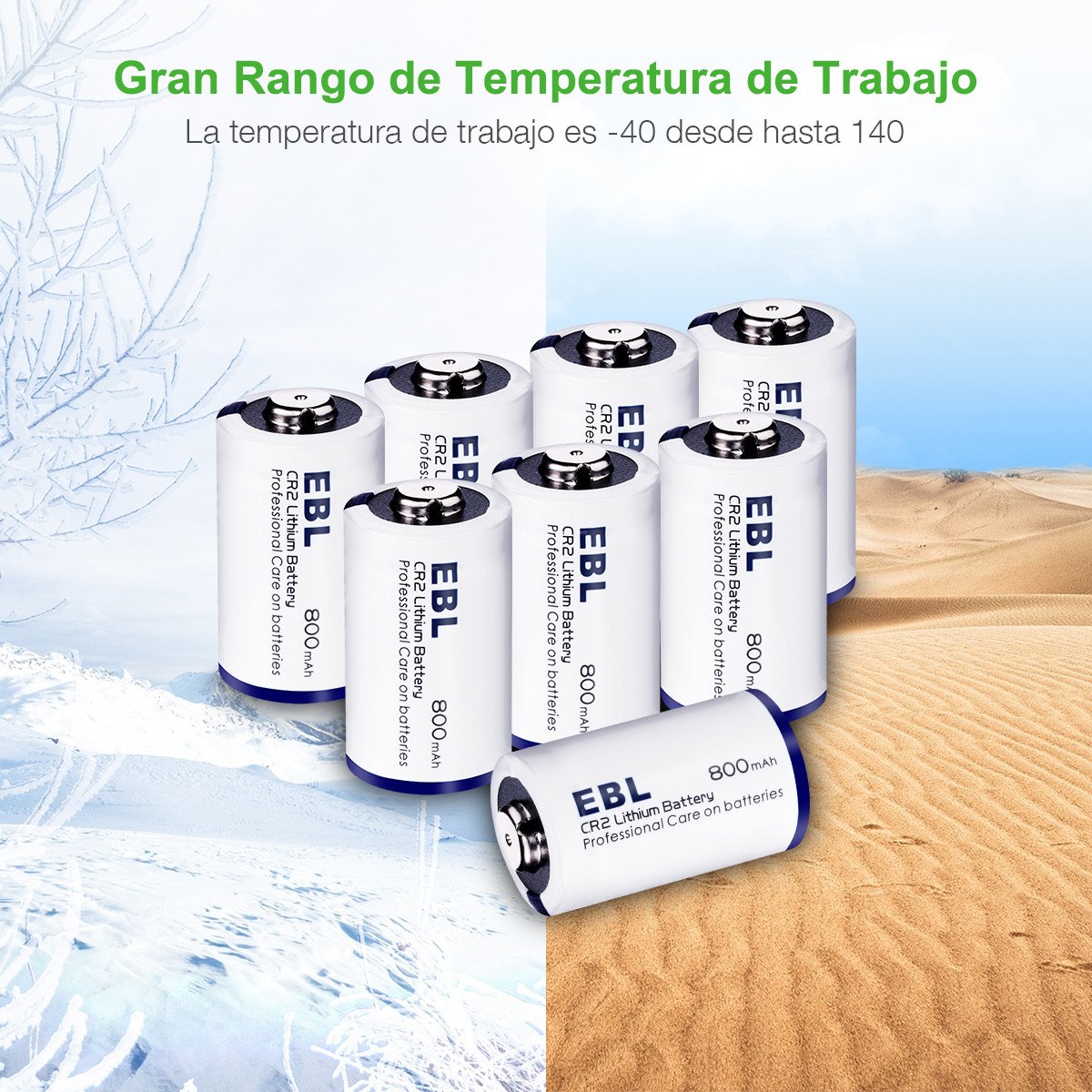 EBL 4 Piezas 3V CR2 800mAh Baterías de Litio