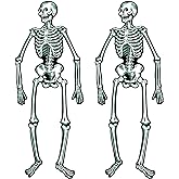 Beistle Jointed Skeletons, Cardstock Paper Halloween Decorations | 2-Pack Black &amp; White Poseable Hanging Skeletons, Spooky Haunted House Wall Decor for Parties and Creepy Celebration, 22"