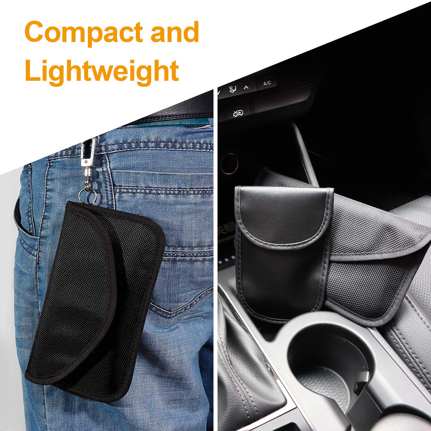 SENWOW Large Faraday Bag for Keyless Fobs Cell Phone and 2pcs Car Key Signal Blocker Pouch RFID Blocking Credit Card Protector