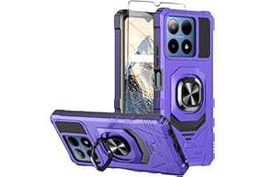 Mocotto for Boost Summit 5G Phone Case with Tempered Glass Screen Protector,Military Grade Heavy Duty Shockproof Protective Cover,with Ring Kickstand (Boost Summit 5G,Purple)