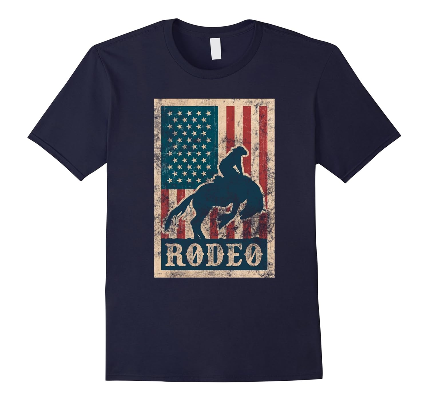 Vintage Rodeo Shirt: Cowboy Silhouette American Flag-ANZ