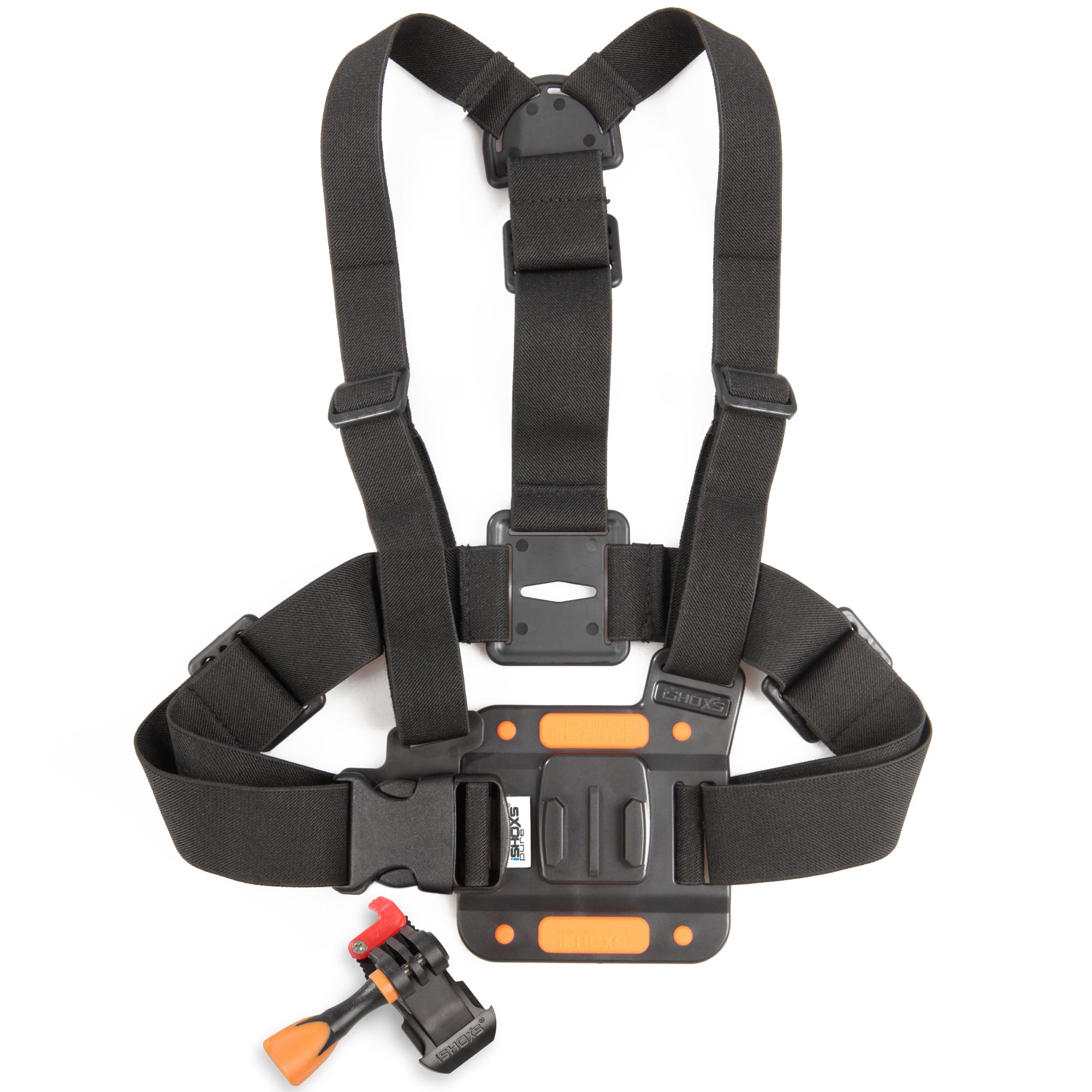 iSHOXS ProChest, newly developed chest mount with silicone inlets for GoPro and compatible action-cams, skin-friendly, fully adjustable