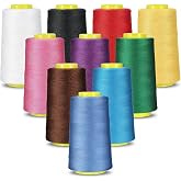 10 Pack Serger Thread Cones, 3000 Yards Each Polyester Thread for Sewing | 10 Colors, Polyester Thread Cone, Spool Overlock Thread for Serger, Overlock, Quilting, Sewing Machine