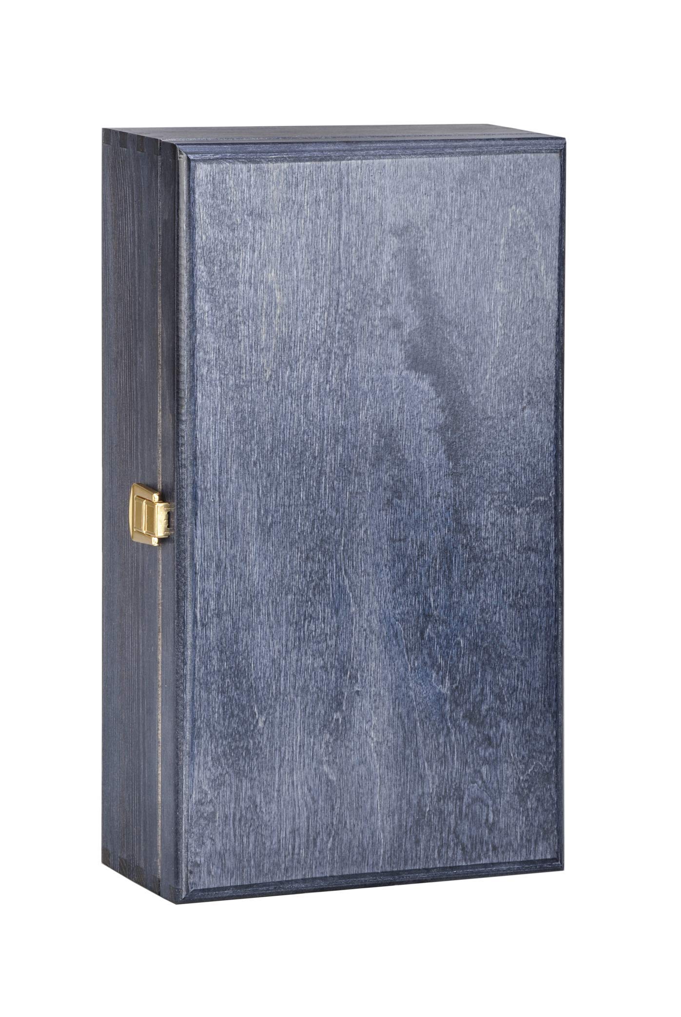 Double Bottle, Wooden Gift Box for Wine, Champagne or Whisky (Blue) Wine NOT Included