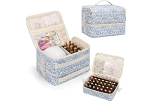 OCHEAL Nail Polish Organizer, Holds Nail Lamp and 45+ Bottles,3 Usage Modes Detachable Nail Storage Bag Travel Nail Tech Case Holds Nail Kit Stuff Manicure Tools -Floral