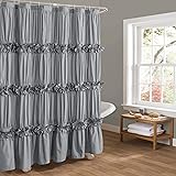 Homechoice Decor Victorian Ruffle Shower Curtain, Vintage Handcrafted Bow Tie Bath Curtain for Master Bathroom, Ruched Microf