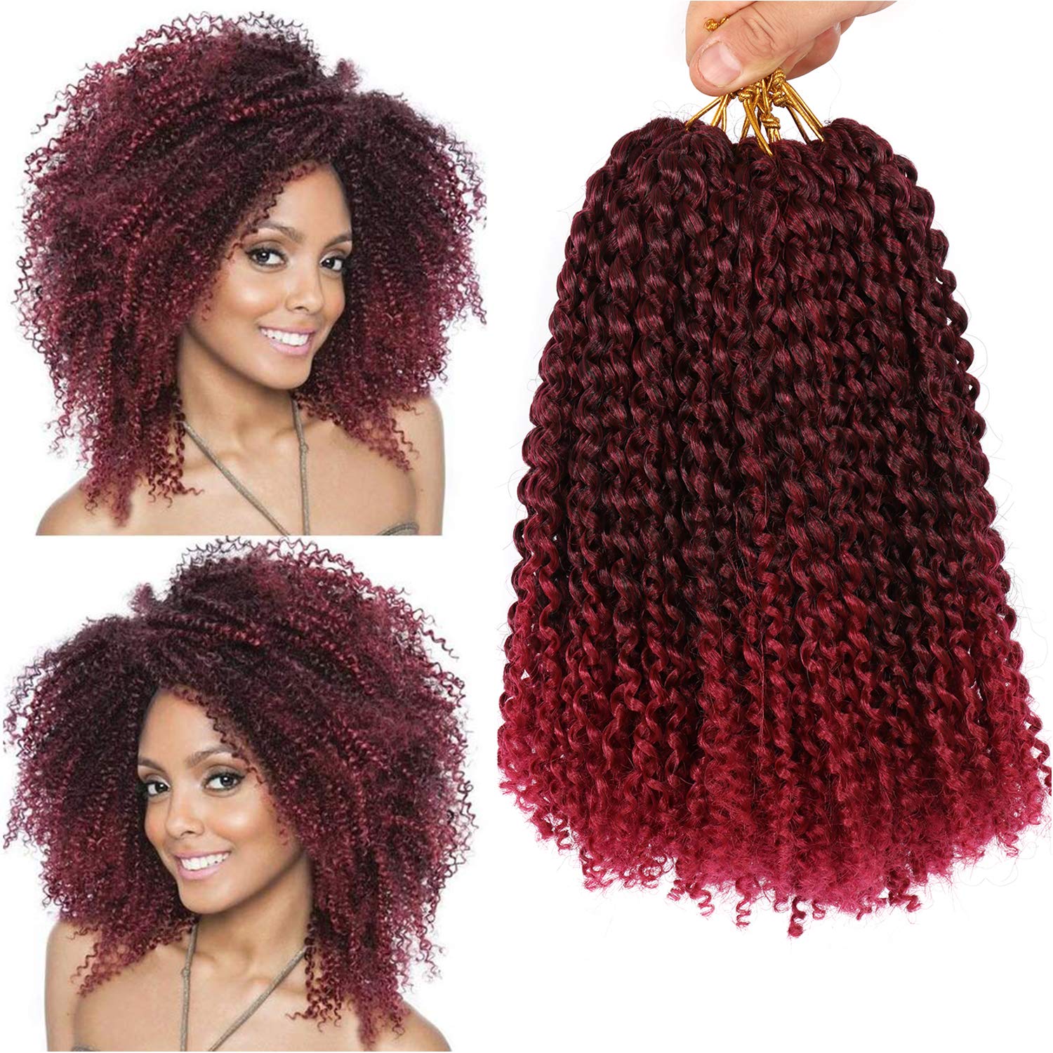 6Bundles/Lot Passion Twist Hair Marlybob Crochet Braids Hair Kinky Curly Crochet Hair Marly Twist Crochet Hair Short Crochet Hair Extensions for Black Women (12Inchs(6bundles), #1B-bug)