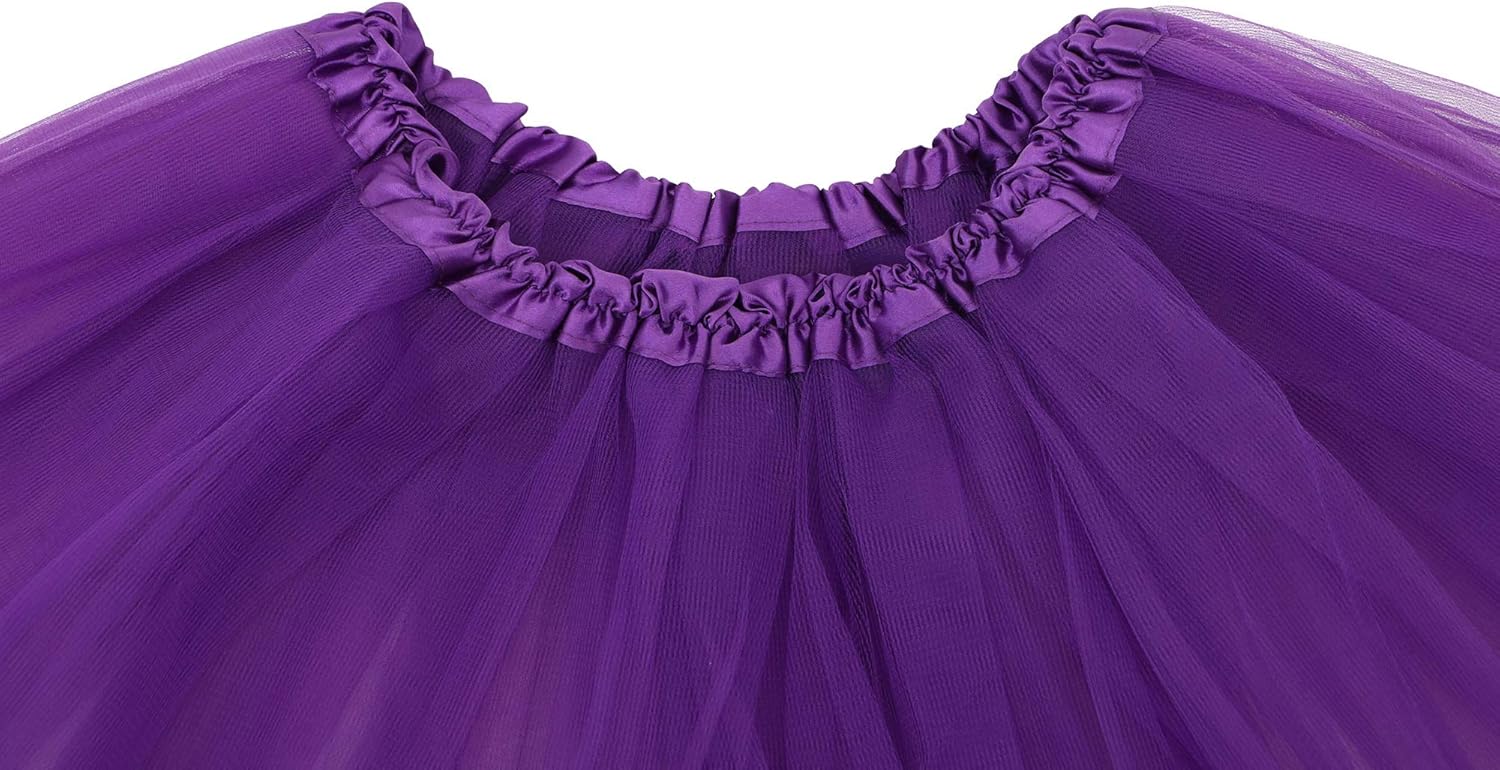 Simplicity Women's Classic Elastic 3 Layered Tulle Running Tutu Skirt, Purple at  Women’s Clothing store