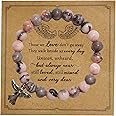 Guardian Angel Charm Bracelets Healing Crystal Beaded Stretch Bracelet Inspirational Religious Protection Elastic Bracelet for Women Faith Love Jewelry Birthday Memorial Sympathy Gifts