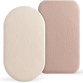 Bearmoss Bassinet Sheets - 2 Pack Muslin Cotton Bassinet Sheets Fits Oval and Rectangle Bassinet Mattress, Breathable and Skin-Friendly for Baby Boy and Girl (Cream&Sand)