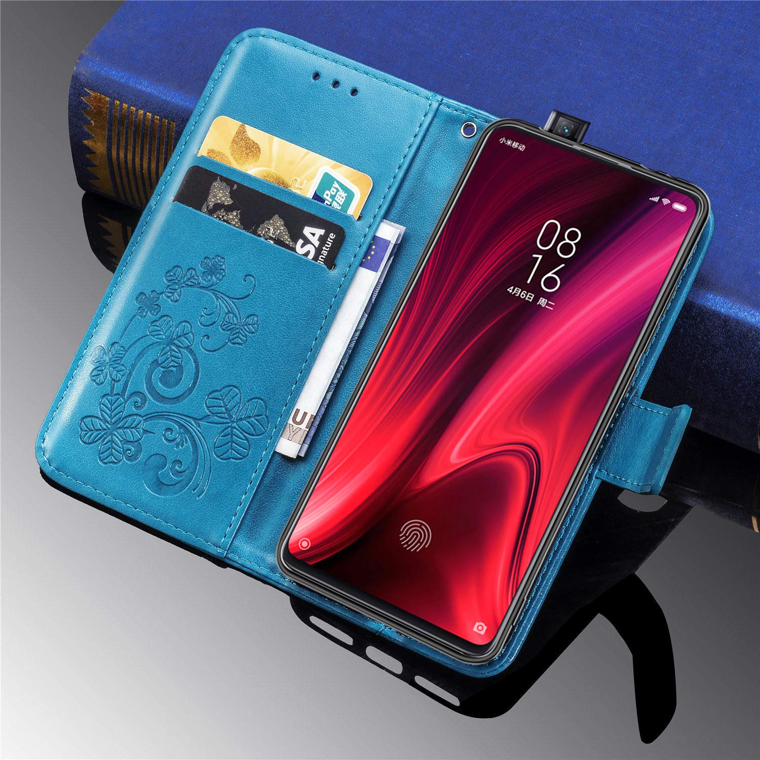 AILRINNI Coque pour Xiaomi Mi 9T, [Porte-Cartes de Crédit] [Fonction Support] [Fermeture Magnétique] Cuir Portefeuille Etui Flip Housse de Protection pour Xiaomi Mi 9T/Mi 9T Pro-Bleu