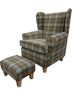 Fawn Tartan Fabric Queen Anne design wing back fireside high back ... Back. Beige Tartan Fabric Queen Anne With a Deep Base design And A Matching Footstool. Fawn Tartan Fabric Queen Anne design wing back fireside high back ... Back. Beige Tartan Fabric Queen Anne With a Deep Base design And A Matching Footstool.