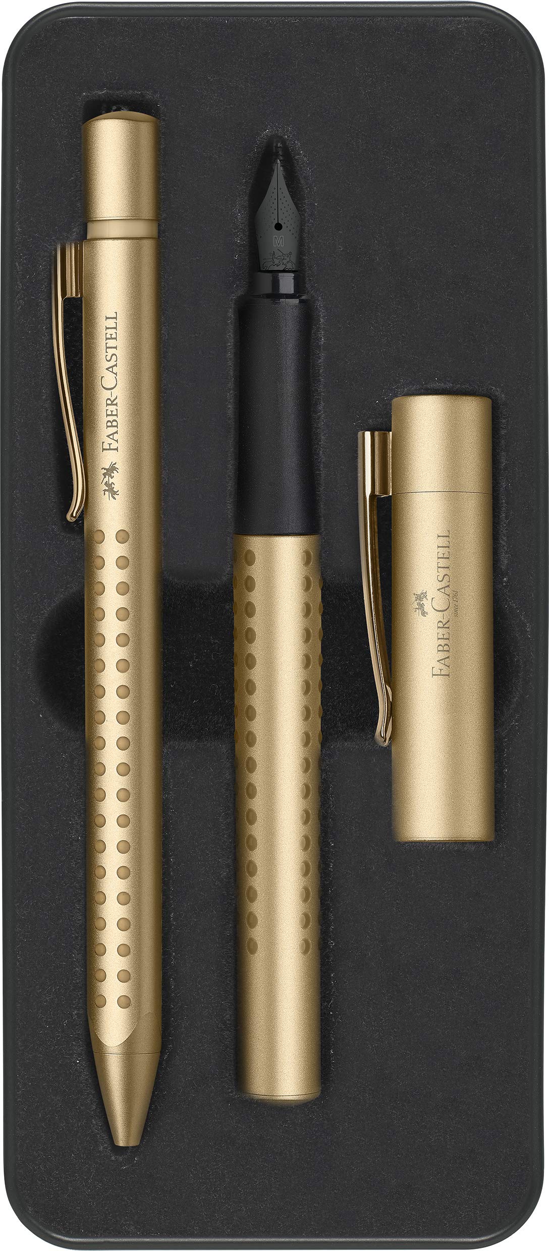 Faber-Castell Grip Edition 201522 Fountain Pen Nib M and Ballpoint Pen, Gold, 1 Set