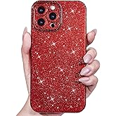 Svanove for iPhone 16 Pro Max Case Glitter, Sparkly Girly Cute Bling Sparkle Shiny Shimmer Bright Phone Case for Women Girls, Glittery Thin Slim Jelly Soft Silicone Rubber Gel Plastic Cover, Red Wine