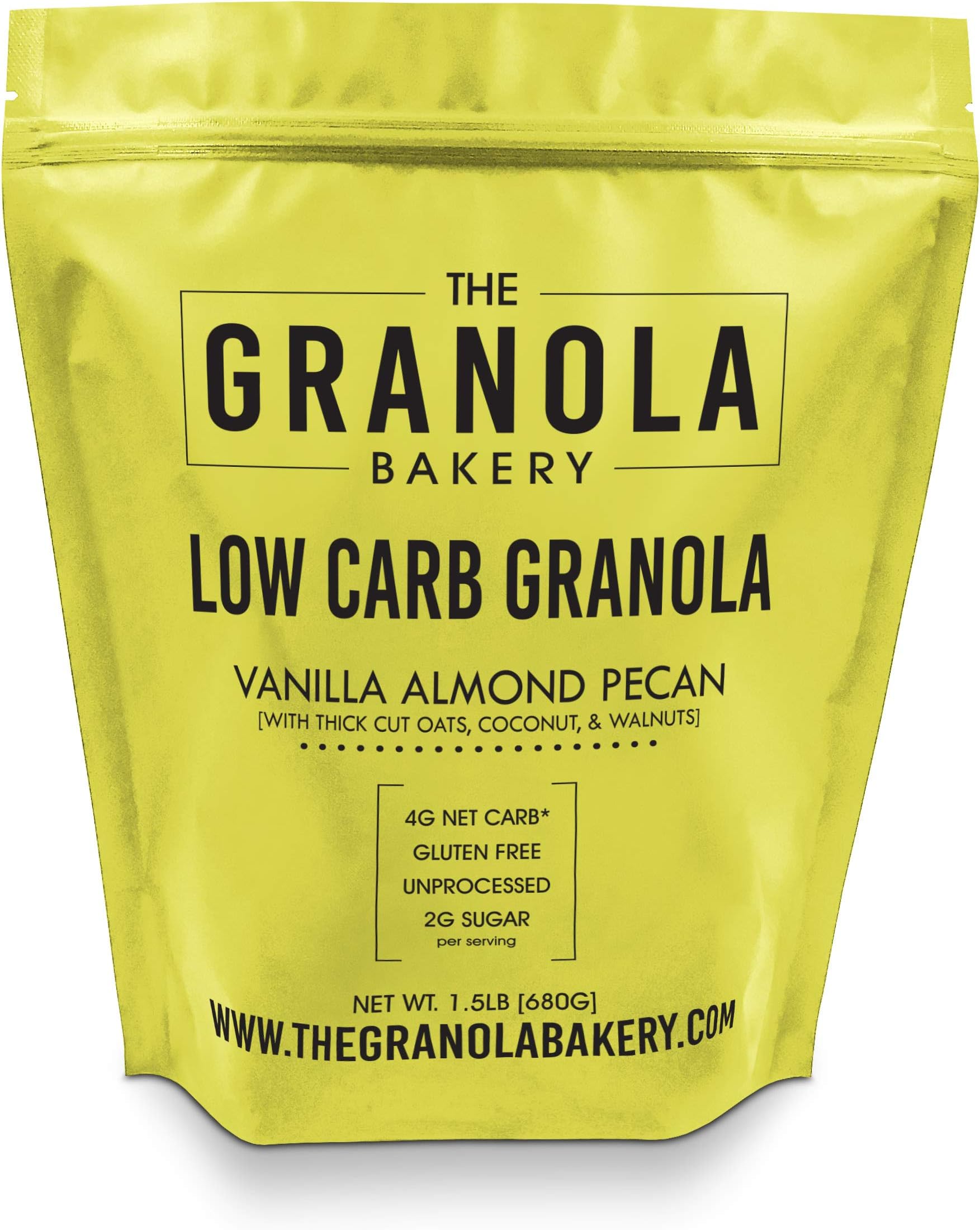Granola Bakery - Vanilla Almond Low Carb Granola - 4g Net Carb, 1.5lb Bulk Bag, Low Sugar Keto Oatmeal, Gluten Free Nut Cereal, Diabetic Friendly, Natural Ingredients Only