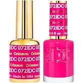 DND DC Gel Nail Polish Duo, Red, 0.6 Fl Oz Each | Matching UV/LED Gel Polish &amp; Air Dry Lacquer Set, Chip-Free Long Lasting Red Nail Color, Easy Soak Off Removal