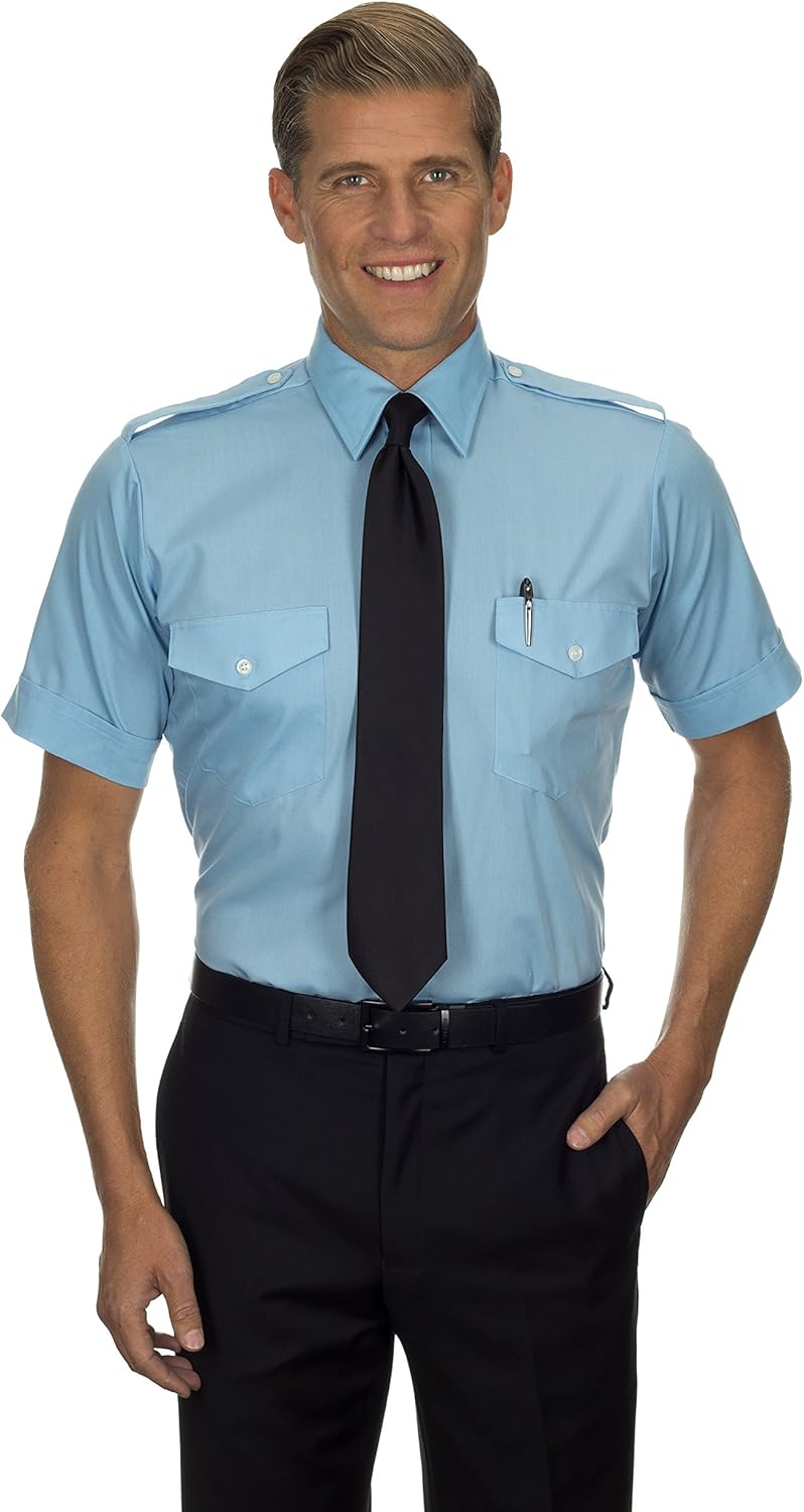Van Heusen Mens Dress Shirts Short Sleeve Aviator Shirt Solid Spread Collar at  Men’s Clothing store
