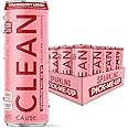 CLEAN Cause Strawberry Lemon Sparkling Pick-Me-Up with Prebiotics & Collagen Peptides (12oz cans, 12-Pack Case) Low Sugar, 120mg Caffeine, Healthy Alternative to Soda & Energy Drinks.