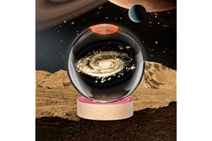 CULDETHA Large 3D Galaxy Crystal Ball Night Light, Crystal Lamp Calming Cosmic Lights with Colorful LED Light Base for Bedroom Decor, Birthday Gift for Teens Boys and Girls (Multicolor Galaxy)