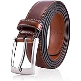 MILORDE Men's Genuine Leather Dress Belt, Handmade, 100% Cow Leather, Fashion & Classic Designs for Work Business and Casual