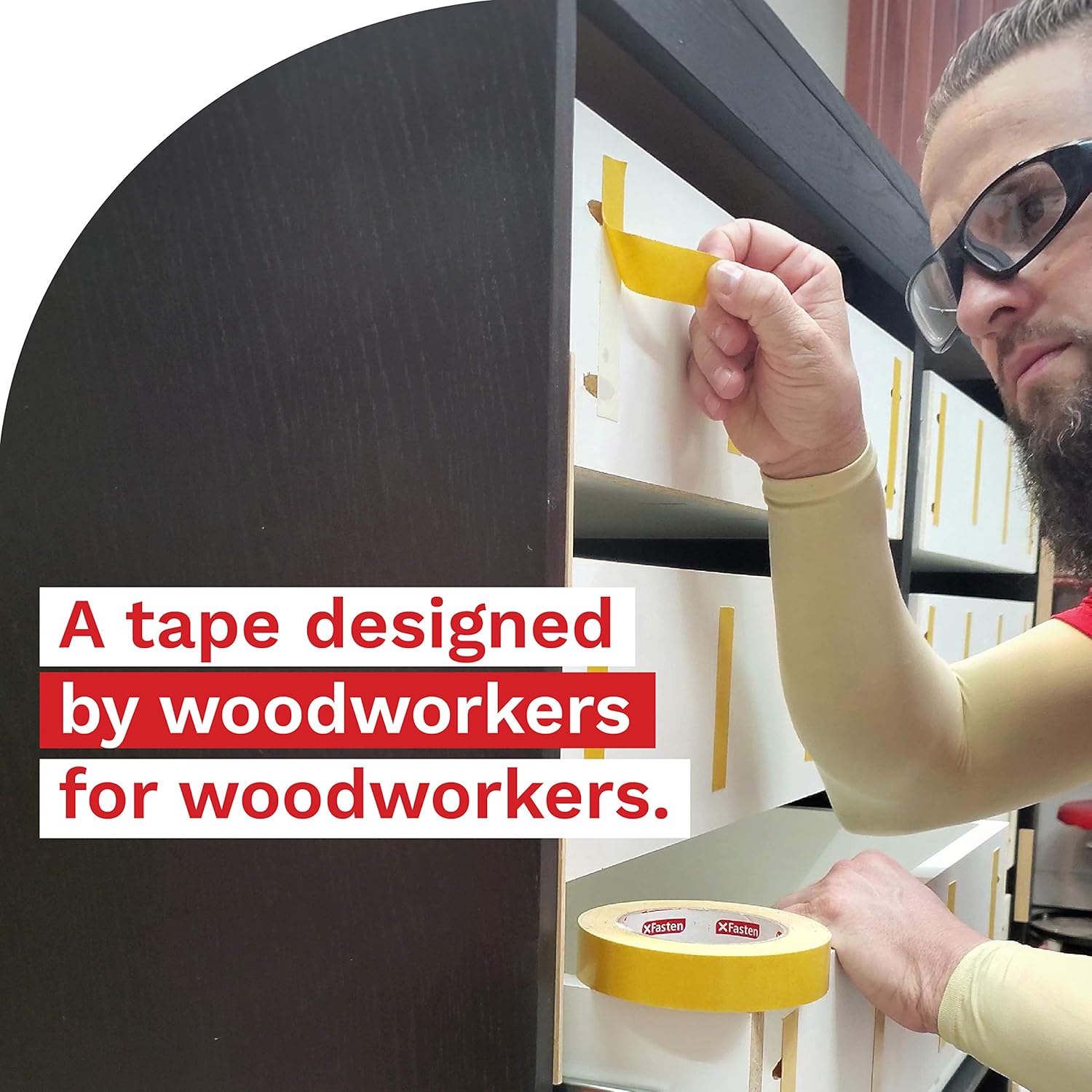 XFasten Double Sided Woodworking Tape, 1-Inch by 36-Yards, 3-Pack - Double Face Woodworker Turner's Tape for Wood Template, Removable & Residue Free: Industrial & Scientific