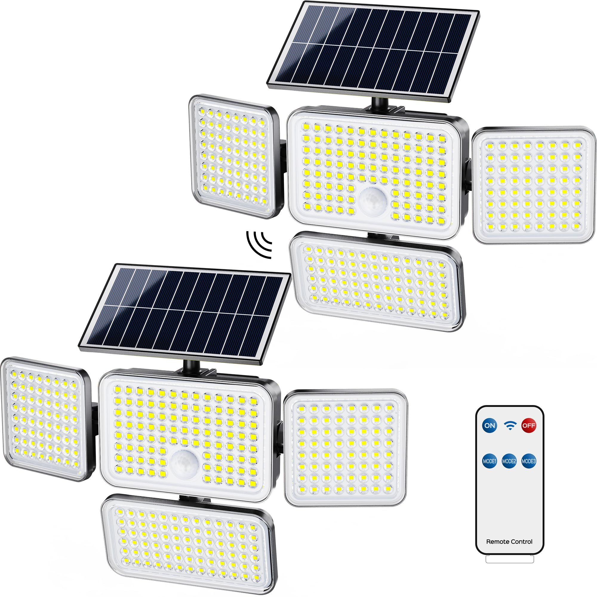 Photo 1 of JACKYLED Solar Lights for Outside, 304 LED 8500K Motion Sensor Outdoor Light, 4 Adjustable Heads 3 Mode Solar Flood Lights, IP65 Waterproof LED Security Lights for Yard Patio Wall (2 Pack)