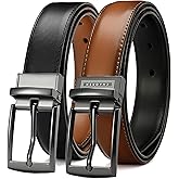 CHAOREN Boys Belt, Most Size Kids 1 1/4" Dress Reversible Belt for Youth - One Leather Belt Two Style