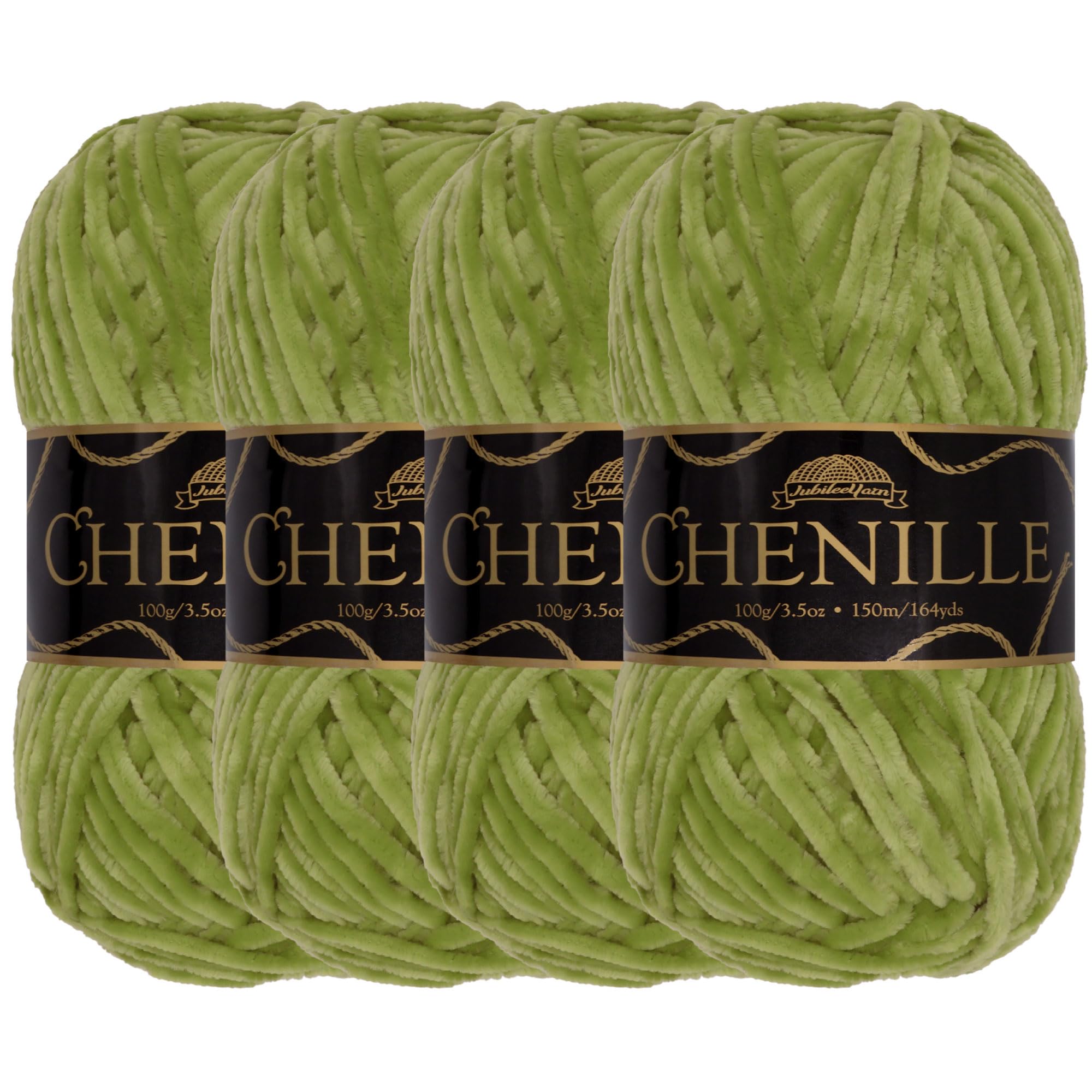 JubileeYarn Chenille Yarn - Worsted Weight - 100g/skein (4 Skeins, 115 Algae)
