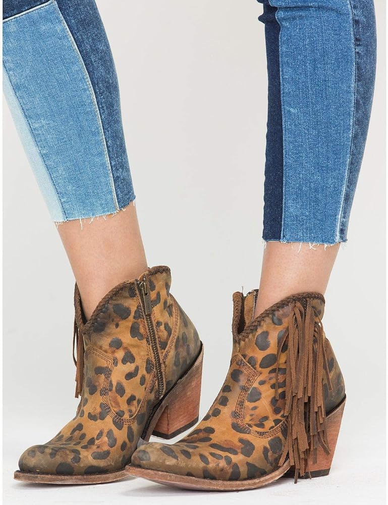 cheetah fringe booties